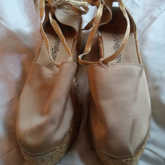 YSL Shimmer Metallic Platform Espadrilles - Picture 2 of 12